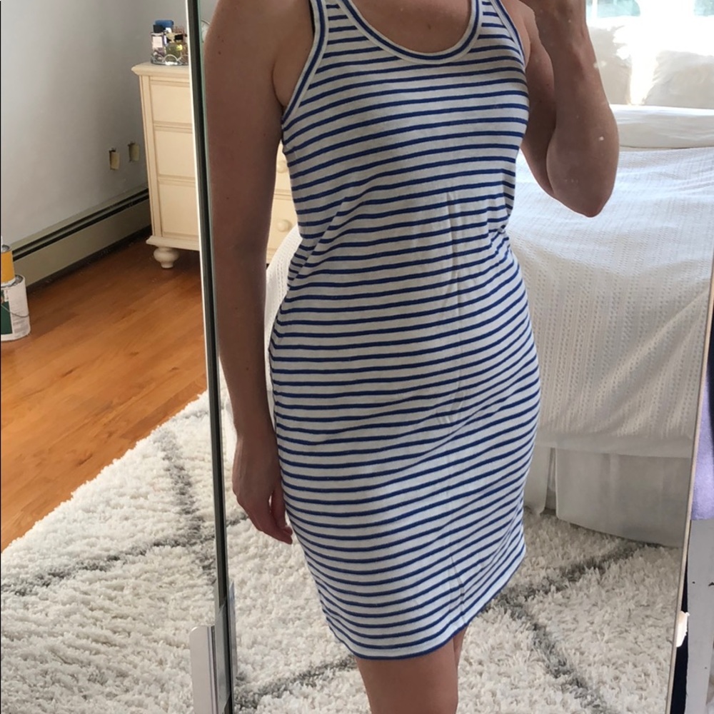 J crew racer back cotton striped dress size small